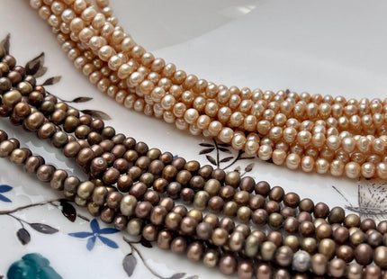 3.5-4 mm AA Champagne/Dark Brown Color Potato Freshwater Pearl Beads Genuine Small Freshwater Seed Pearl #P2644