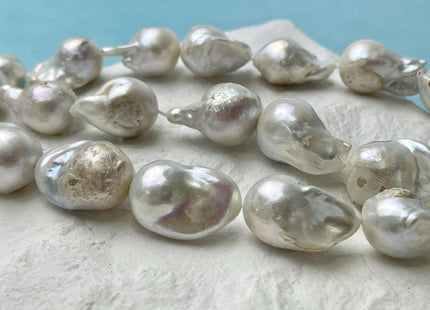15-18x25 mm Natural White Jumbo Size Freshwater Baroque Pearl Beads Genuine Natural White Large Baroque Pearl 18 Beads #P2608