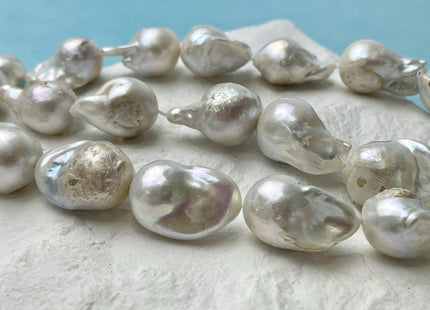 15-18x25 mm Natural White Jumbo Size Freshwater Baroque Pearl Beads Genuine Natural White Large Baroque Pearl 18 Beads #P2608