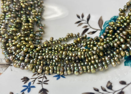 3x5-7 mm Peanut Shape Olive green Color W/Gold Sheen Top Drilled Freshwater Pearl Beads Genuine Small Freshwater Pearls #P2610