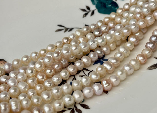 4.5-5 mm Mixed Natural White Pink Potato Freshwater Pearl Beads Genuine Freshwater Pearl #P2612