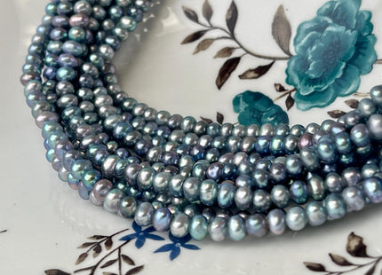 4-4.5 mm AA Blue Peacock Color Small Freshwater Potato Pearl Beads Genuine High Luster Small Potato Pearl #P2613