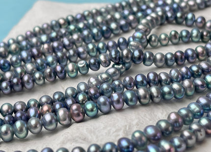 4-4.5 mm AA Blue Peacock Color Small Freshwater Potato Pearl Beads Genuine High Luster Small Potato Pearl #P2613