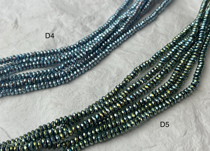 4mm Hematite Pyrite Beads Silver Gold Rhodium Gray Green Brown Blue Raimbow Color Faceted Rondelle Shape Polished Beads 16 Inches #2714