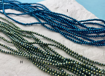 2mm 3mm 4mm Shiny Hematite Pyrite Beads Silver Gold Bronze Rainbow Rhodium Color Smooth Round Metallic Titanium Beads 16 Inches #3276