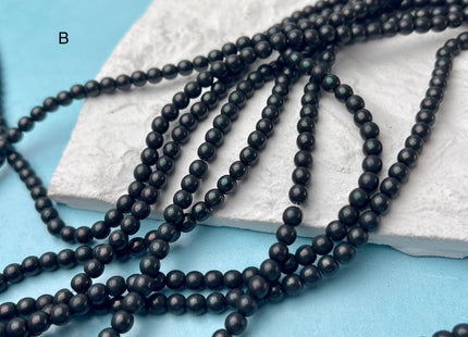 4 mm Shiny Hematite Pyrite Beads Black Rainbow Rhodium Color Smooth Round Metallic Titanium Beads 15 Inches #4505