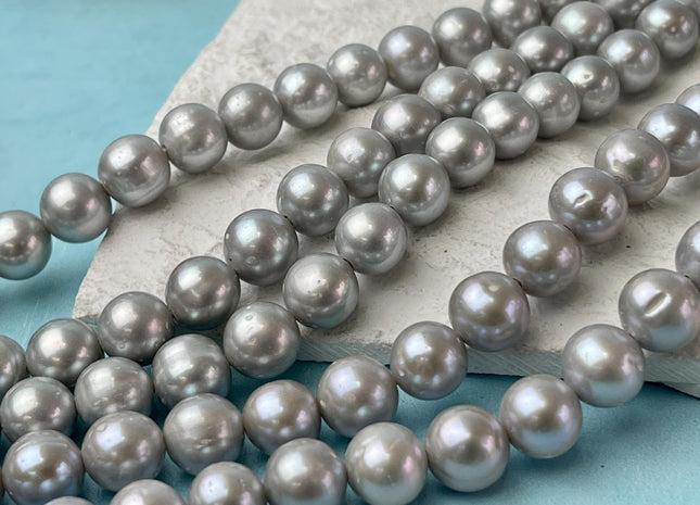 10mm AAA Large Hole Round Gray Color Freshwater Pearl Beads Hole Size 1.5 Genuine High Quality High Luster Pearls 40 Beads #P2663