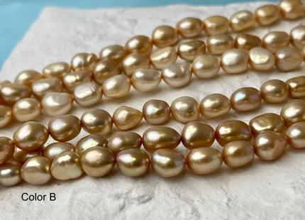 6x8 7x9 mm AAA High Luster Champagne Color Rice Nugget Freshwater Pearl Beads Genuine Freshwater Pearl #1507