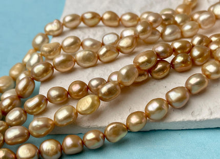 6x8 7x9 mm AAA High Luster Champagne Color Rice Nugget Freshwater Pearl Beads Genuine Freshwater Pearl #1507