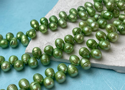 9x11-12 mm Top Drilled Rare Green Color Freshwater Pearl Beads Genuine Freshwater Top Drilled Pearls B Grade #P2664