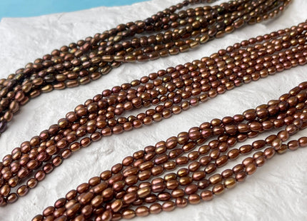 3-3.5x4-6 mm AAA Dark Brown Color Freshwater Rice/Oval Pearls Genuine High Luster Chocolate Brown Freshwater Tiny Rice Pearl Beads #P2621