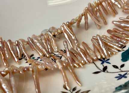 3-5 mm AAA Freshwater Pearl Natural Pink Stick Freshwater Pearl Top Drilled Beads Natural Pink Freshwater Biwa Stick Pearl #P2628
