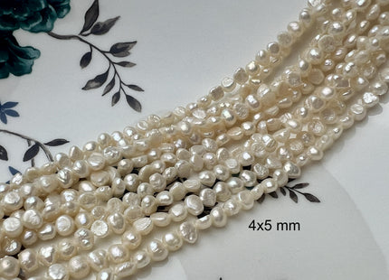 3x4 mm Natural White Potato Nugget Freshwater Seed Pearl Beads Genuine Freshwater Pearls Tiny White Nugget Cultured Seed Pearl Beads #270