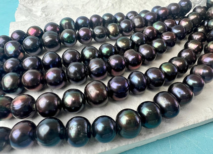 10-12 mm AA Half Strand Large Hole Peacock Color Freshwater Potato Pearl Beads Hole Size 2.2 mm Genuine Large Hole Peacock Pearls #1848