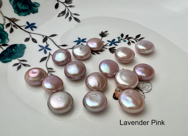 ONE Piece AAAAA 12-13 mm Natural Mauve Pink Top Quality Super High Luster Undrilled Smooth Thick Coin Pearl For Earring And Pendant #P1155-B