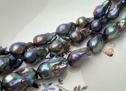 13-15x20-25 mm AAA Rainbow Peacock Color Large Baroque Freshwater Pearl Beads Genuine High Luster Baroque Pearls #P2671