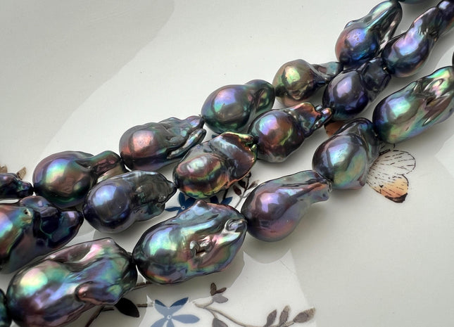 13-15x20-25 mm AAA Rainbow Peacock Color Large Baroque Freshwater Pearl Beads Genuine High Luster Baroque Pearls #P2671