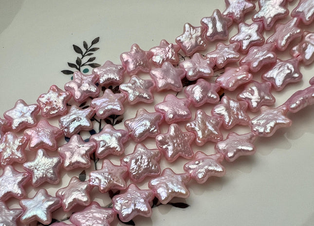 12 mm AA Very Rare Baby Pink Star Shape Freshwater Coin Pearl Beads Genuine High Luster Star Coin Pearl 33 Pieces #P2670