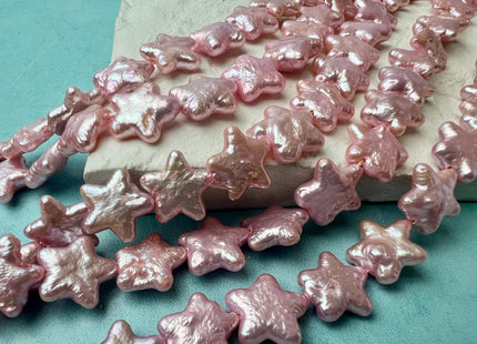 10-11 mm AA Very Rare Baby Pink Star Shape Freshwater Coin Pearl Beads Genuine High Luster Star Coin Pearl 39 Pieces #P2670