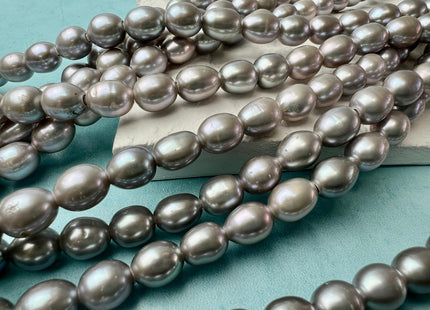 8x9-10 mm AAA Gray Color Rice/Oval Large Hole Freshwater Pearl Beads Hole Size 2.1 mm Genuine High Luster Rice Pearls #P2674