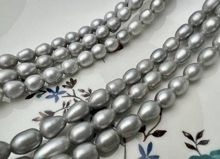 8x9-11 mm AAA Gray Color Rice/Oval Large Hole Freshwater Pearl Beads Hole Size 2.1 mm Genuine High Luster Rice Pearls #P2675