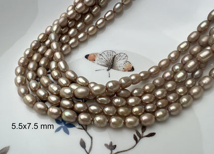 4x5-6 OR 5.5x7.5 mm AA Taupe Champagne Rice/ Oval Shape Freshwater Pearl Beads Genuine Freshwater Rice Pearls #P2677