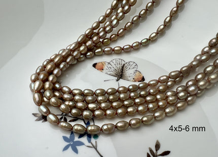 4x5-6 OR 5.5x7.5 mm AA Taupe Champagne Rice/ Oval Shape Freshwater Pearl Beads Genuine Freshwater Rice Pearls #P2677