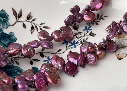 11x14mm Fuchsia Purple Pink Coin Freshwater Pearls Top Drilled Coin Pearl Beads Genuine Freshwater Pearls #P2682