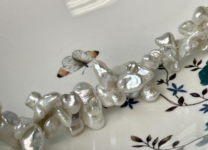 7x12mm OR 10x22mm Natural White Double Keshi Freshwater Pearls Center Drilled Keshi Pearls, Rare Dancing Freshwater Keshi Pearls #1195