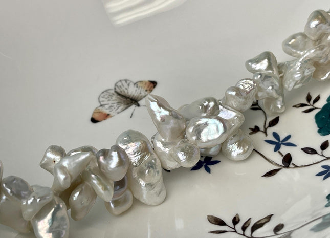 7x12mm OR 10x22mm Natural White Double Keshi Freshwater Pearls Center Drilled Keshi Pearls, Rare Dancing Freshwater Keshi Pearls #1195
