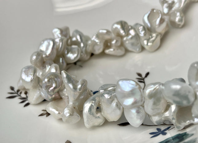 7x12mm OR 10x22mm Natural White Double Keshi Freshwater Pearls Center Drilled Keshi Pearls, Rare Dancing Freshwater Keshi Pearls #1195
