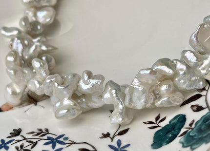 7x12mm OR 10x22mm Natural White Double Keshi Freshwater Pearls Center Drilled Keshi Pearls, Rare Dancing Freshwater Keshi Pearls #1195