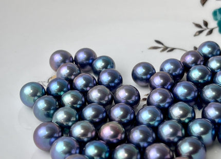 ONE Piece AAA 9 mm Top Quality High Luster Round Undrilled Freshwater Pearl Genuine Gray/Peacock Round Pearl #P2700