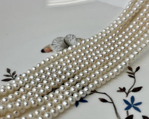 4 mm AAA Natural White Near Round Large Hole Freshwater Pearl Beads Hole Size 1.2 mm Genuine High Luster Quality White Pearl #P2127