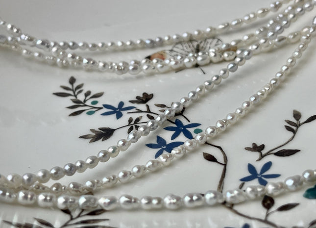 14/16/18/24 Inches Natural Tiny White Pearl Necklace 3mm White Baby Edison Pearl Necklace W/Silver Gold Filled Clasp Gift For Her #P2636