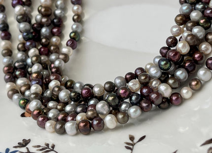 5-6 mm Multi Color Potato Freshwater Pearl Bead Mixed White Pink Purple Peacock Brown Pearls Genuine Freshwater Pearl Beads #P2639