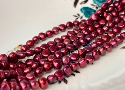 5-7mm AAA Burgundy Red Color Freshwater Pearl Beads Genuine High Luster Potato Nugget Pearl Beads #831