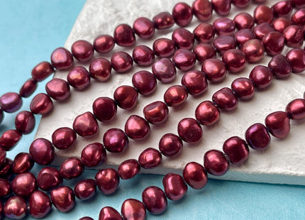 5-7mm AAA Burgundy Red Color Freshwater Pearl Beads Genuine High Luster Potato Nugget Pearl Beads #831