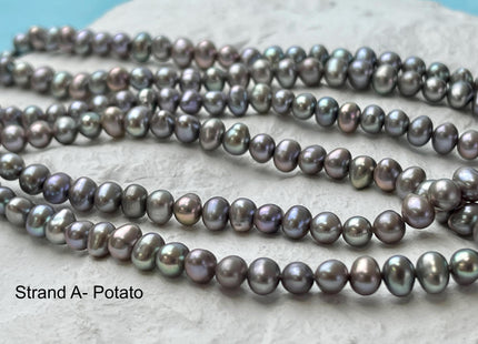 5-5.5 mm AA Gray Or Dark Gray Potato/Round Freshwater Pearl Beads Genuine Nice Luster Gray Color Freshwater Pearl Beads #1417