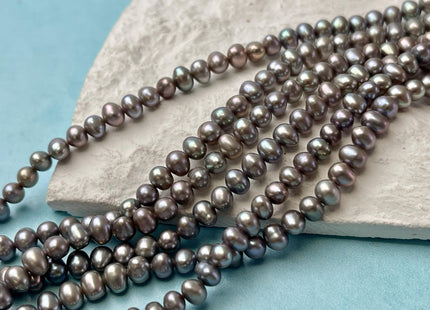5-5.5 mm AA Gray Or Dark Gray Potato/Round Freshwater Pearl Beads Genuine Nice Luster Gray Color Freshwater Pearl Beads #1417
