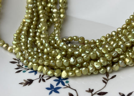 4-5 mm AAA Sage Green Color Potato Nugget Freshwater Pearl Beads Genuine High Luster Small Tiny Pearl Nuggets #P2642