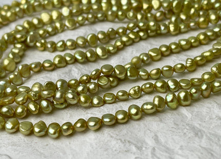 4-5 mm AAA Sage Green Color Potato Nugget Freshwater Pearl Beads Genuine High Luster Small Tiny Pearl Nuggets #P2642