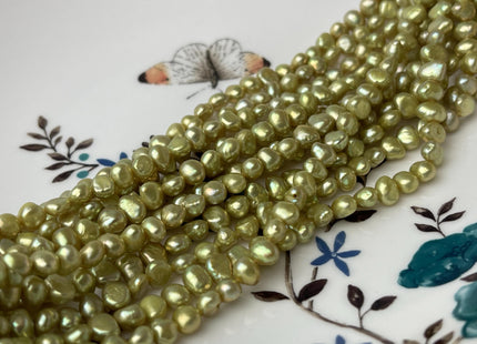4-5 mm AAA Sage Green Color Potato Nugget Freshwater Pearl Beads Genuine High Luster Small Tiny Pearl Nuggets #P2642
