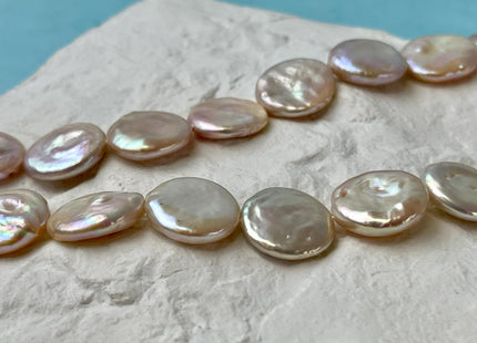 14-15 mm AAA Mauve Pink Freshwater Coin Pearl Beads Genuine Natural Color High Luster Beautiful Pink Freshwater Coin Pearls #1374