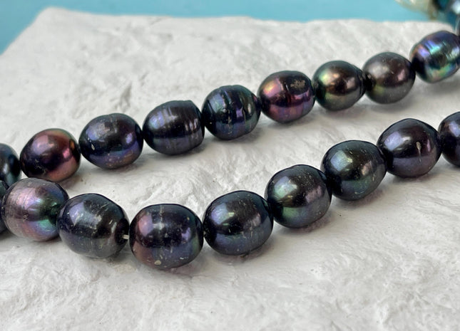 10x12 mm Dark Peacock Freshwater Potato Pearls Genuine Dark Peacock Freshwater Rice Potato Pearls #1277