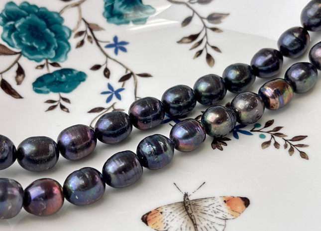 10x12 mm Dark Peacock Freshwater Potato Pearls Genuine Dark Peacock Freshwater Rice Potato Pearls #1277