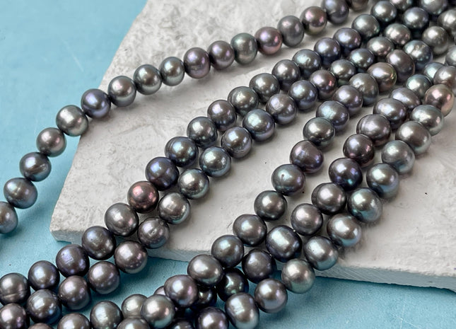 6.5-7 mm AA Gray Potato Freshwater Pearl Beads Genuine Lustrous Gray Freshwater Pearls #1460