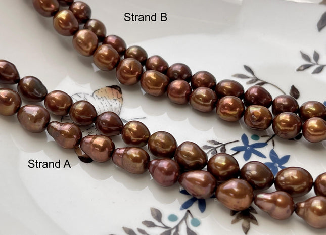 7-8 mm AA Dark Brown Baroque Freshwater Pearl Beads Genuine Dark Brown Color Baroque Freshwater Pearls 47-48 Pieces #P2651