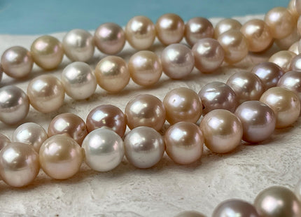 11-12 mm AA Half Strand Large Hole Natural Multi White and Pink Potato Freshwater Pearl Beads Hole Size 2.2 mm Large Hole Pink Pearls #1349