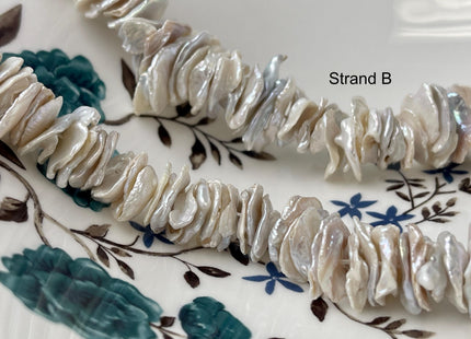 12-30 mm Graduated Natural White OR Light Peach Keshi Freshwater Pearl Beads Center Drilled Cornflakes Disc Shape Genuine Pearls #1154